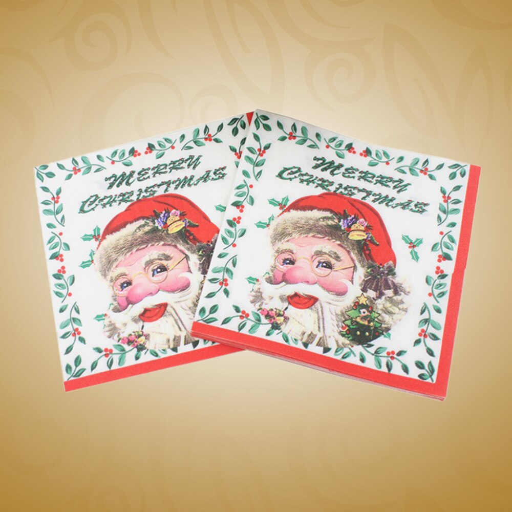 20 Stuks Gedrukt Kerst Servetten Kerstman Patroon Tissue Diner Servetten Verjaardagsfeestje Gunsten Xmas Supplies