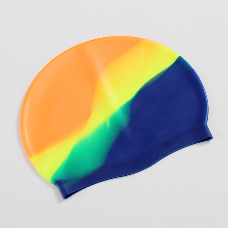 Silicone Adult Waterproof Swimming Cap Gradient Color Dry Hair Swim Cap for Men Women Protect Ears Swim Hat Swimming Accessories: light green