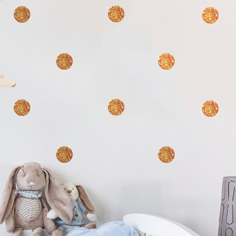 Autocollant mural rond doré, autocollant mural, autocollant mural, amovible, pour chambres d'enfants, chambre de fille, décoration pour maison moderne étanche