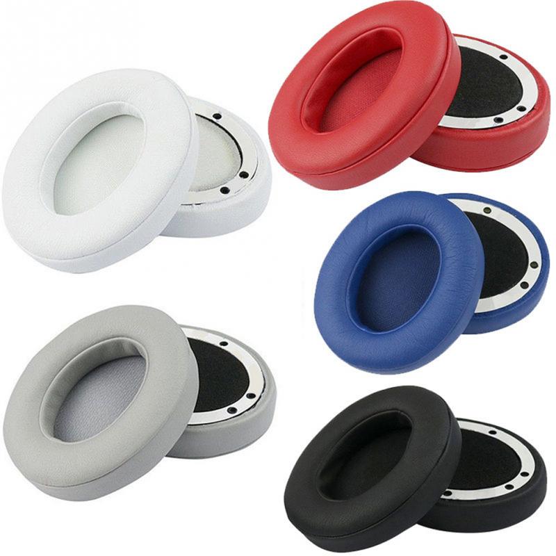 2 st utbytesöronkuddar pu läder öron kudde för beats by dre 2.0 studio trådlös svart vit 95 x 75mm #05