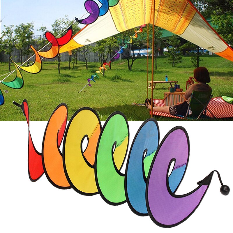 1Pc Kleurrijke Regenboog Spiraal Windmolen Wind Spinner Camping Tent Voor Tuin Decor Kids Speelgoed JUL20_17