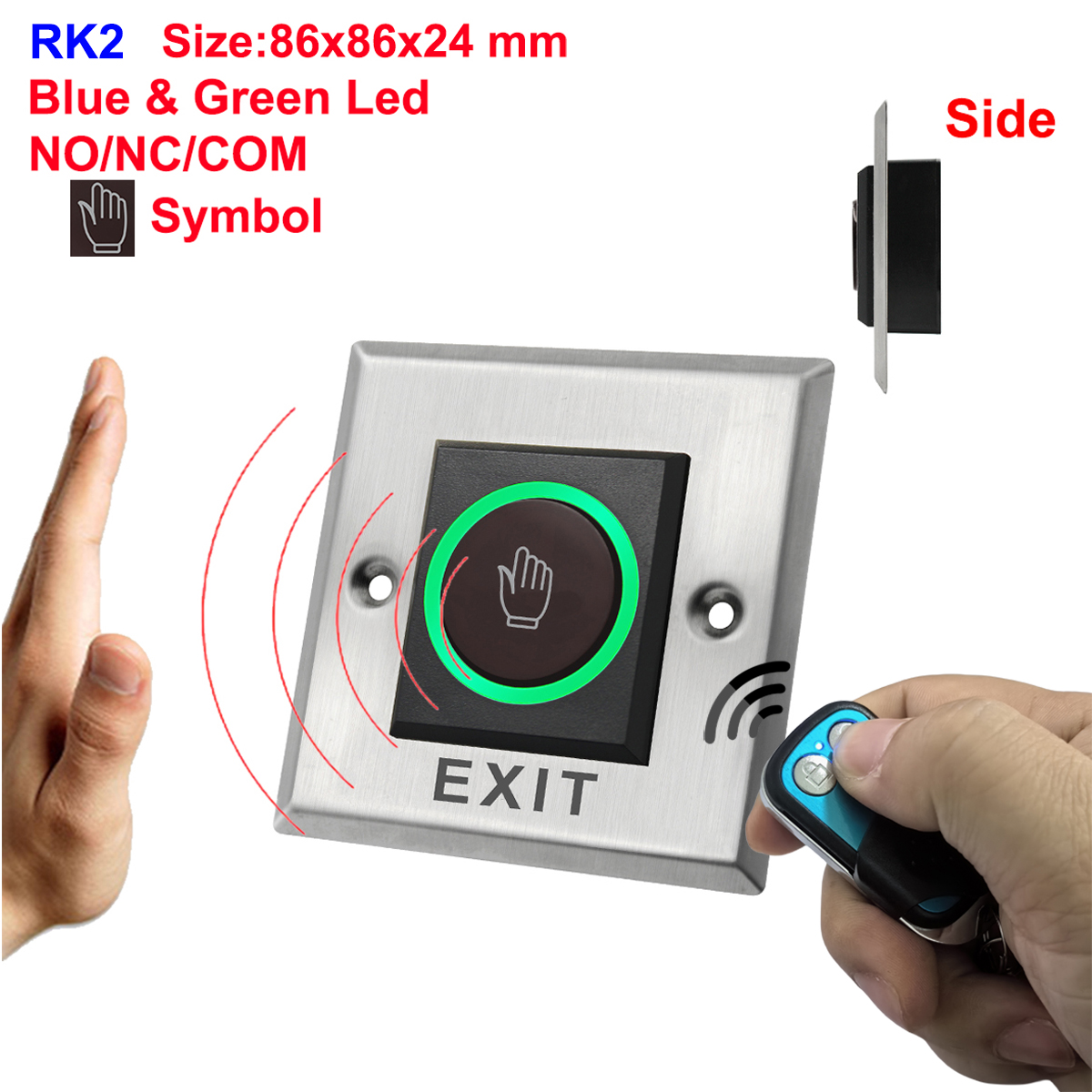DC12V 24V Touchless Open Electronic Lock Release Switch IR Contactless Infrared No Touch Exit Button for Access Control System: GRAY