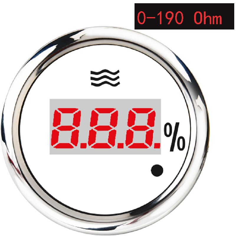 Jauge de niveau d'eau numérique Marine 0-190 Ohm/ 240-33 Ohm indicateur de niveau d'eau de bateau 12V/24V avec alarme adaptée pour Yacht de voiture: WS 0-190ohm