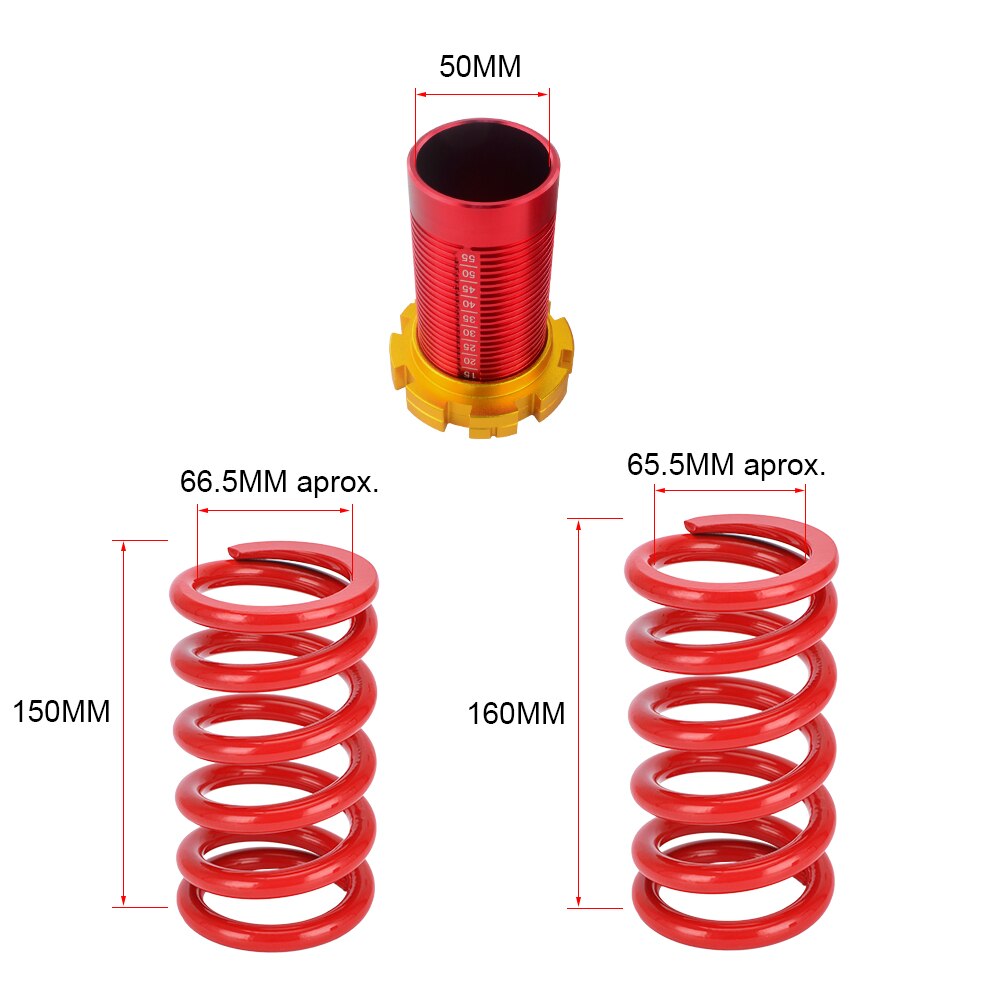 Hypertune - Forged Aluminum Coilover Kits for Honda Civic 88-00 Red available Coilover Suspension / Coilover Springs HT-TH11