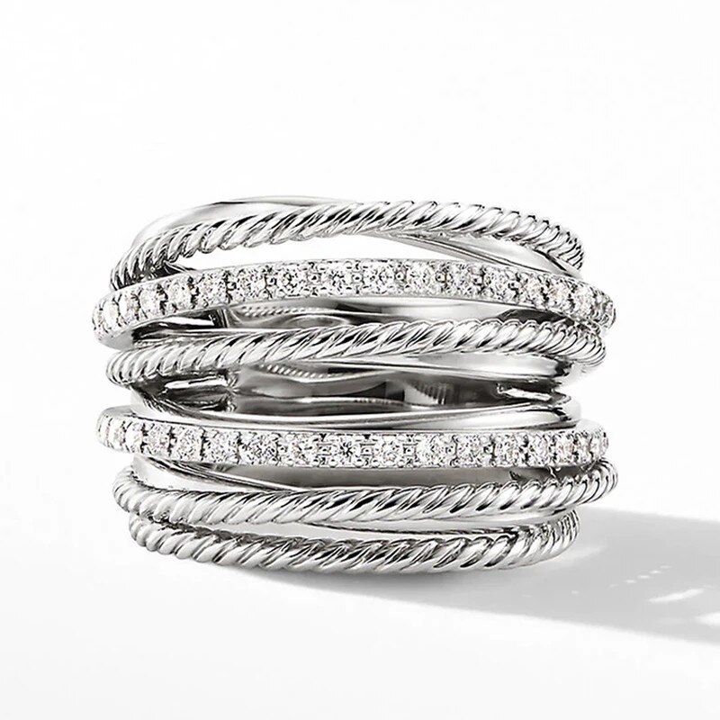 Trendy Sieraden Multi-layer Ringen Voor Vrouwen Micro Zirconia Charms Bridal Wedding Engagement Meerdere Rij Vinger Ringen