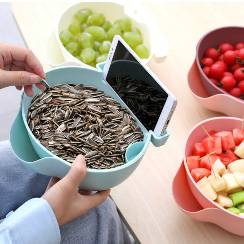 Panier de rangement d'aliments, légumes et fruits, panier de lavage avec support pour le téléphone