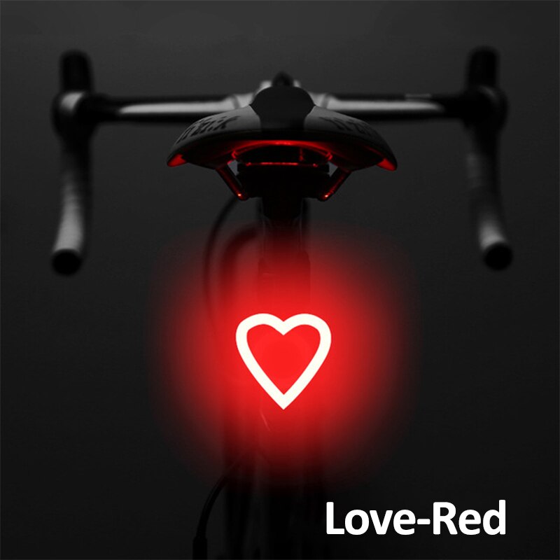 Fiets Licht 5 Verlichting Tailight Modes Fietslicht Usb Charge Led Bike Light Flash Strobe Opsteekt Voor Mountainbike Zadelpen: Heart C