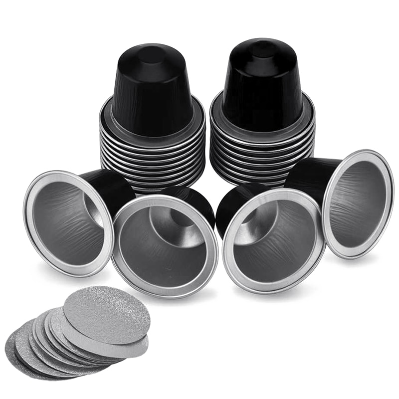 50setzt Nachfüllbare Kaffee Kapseln Tasse Einweg Kaffee Kapseln Verpackung Cafe Liefert für Nespresso Schwarz