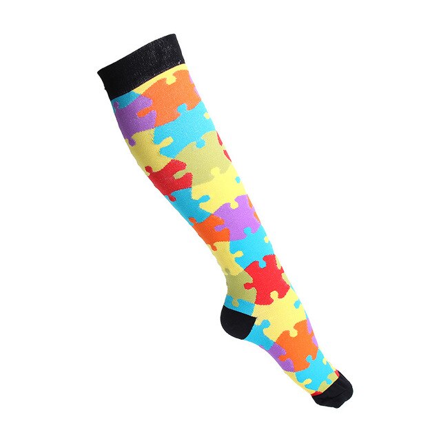 Chaussettes de Rugby en cours d'exécution hommes femmes chaussettes de Compression chaussettes longues pour infirmières attelles de tibia chaussettes de voyage de vol: WYS001-16 / S-M