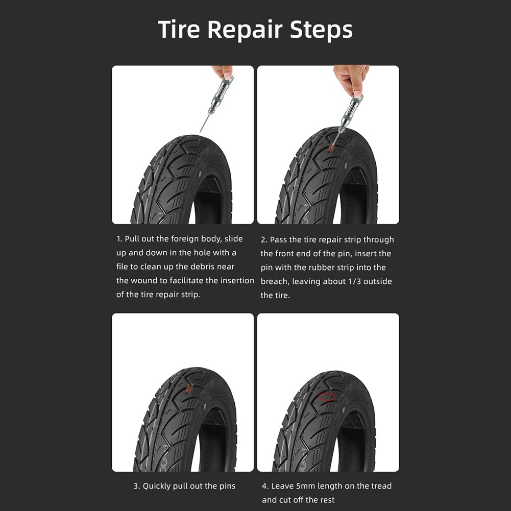 Portable Bicycle Tire Repair Kit Tire Repair Rubber Strip And Bicycle Tire Repair Drill MTB Road Bike Tubeless Repair Tool Resto