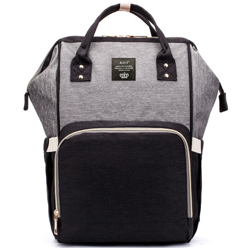 Stijl Luiertas Multifunctionele Mother 'S Tas Mode Mama Zuigfles Rugzak Aiaper Rugzak: Black with Grey
