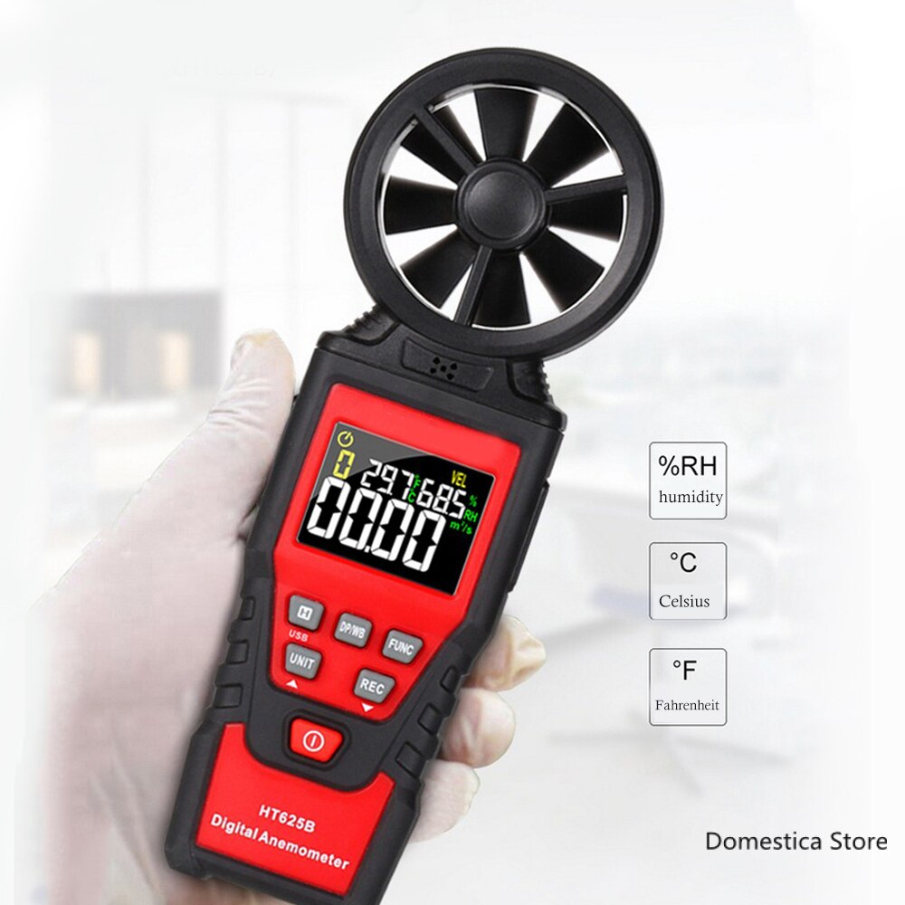 Anemometer Measure Wind Speed Air volume Temperature And Humidity Handheld Anemometer HT625 Windmeter LCD Digital Hand-held