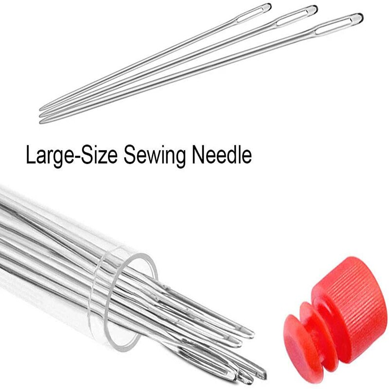 LMDZ 9 PCS Large Eye Stitching Needles Hand Sewing Needles Sewing Stitch Needle Fabric Cross Stitch Needles with Sewing Bottle