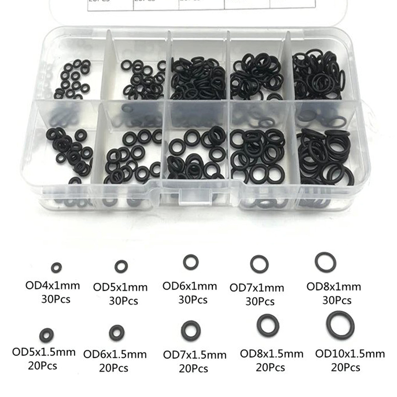 Multiple Sizes NBR O ring Set Seal Ring Oil Resistant And High Temperature Resistant Nitrile Rubber Ring O-Ring Repair box: black