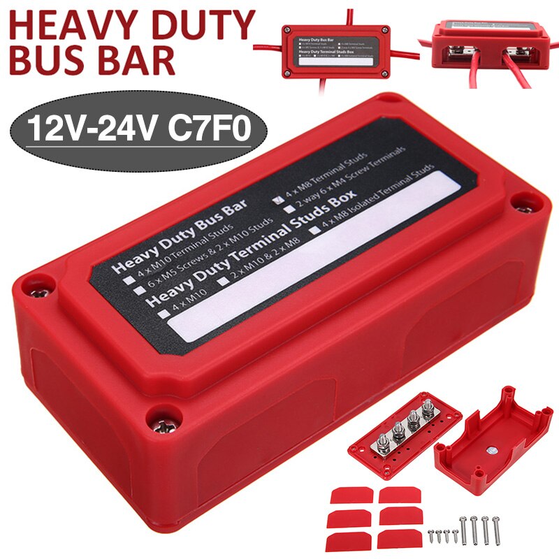300A 12V-24V Bus Bar Power Distribution Box Heavy Duty Busbar Terminal Block Power Case Kit