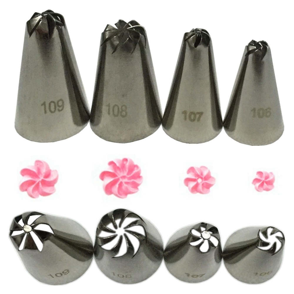 4 stks/set Russische Icing Piping Nozzle Buis Cupcake Cake Decorating Tips Nozzle Sugarcraft Pastry Tip Rose Blo Gereedschap Bakvormen