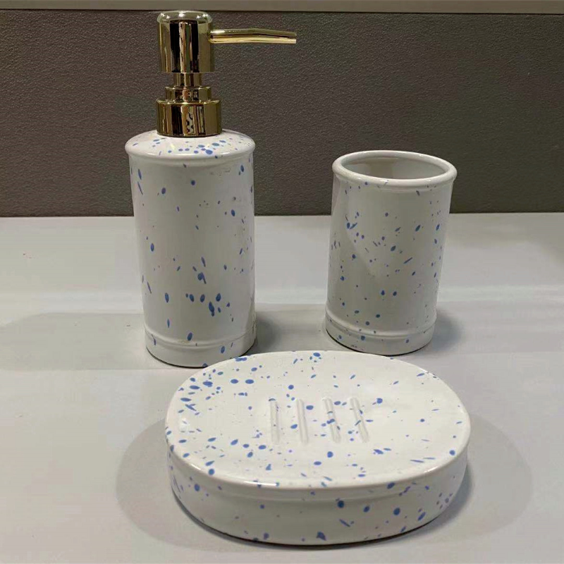 Bathroom Set, Sanitary Ware Set, Ceramic Lotion Hand Sanitizer, Bottled Mouthwash Cup, Soap Dish Three-piece Set