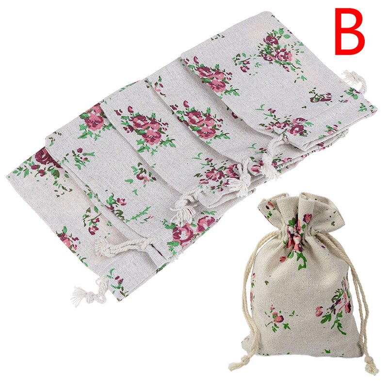 5 Stks/partij Mini Jute Trekkoord Jute Zakken Party Christmas Sieraden Zakjes Verpakking Zak Trekkoord Tassen Bags: B