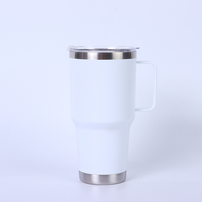Steel handle vacuum mug , 30 , 20 oz., double-walled ice cooler, for office, home, car, tea, coffee, insulated bottle, colorful: Black / 501-600ml