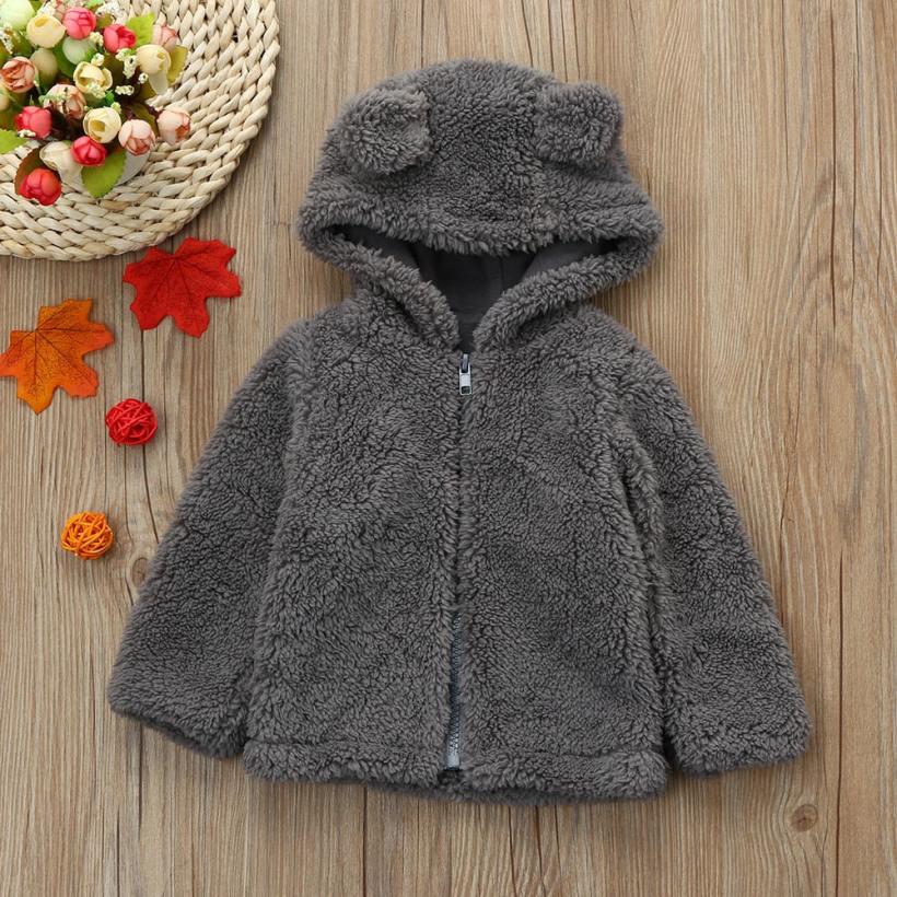 Veste en fourrure pour -né | Manteau , en automne et hiver, vêtements épais, vêtements d'extérieur, gris: 12M
