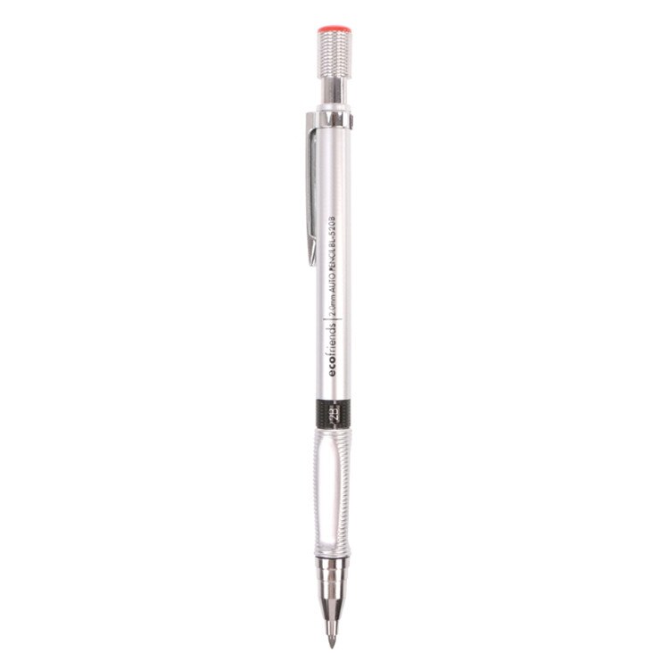 2.0mm 2B Lead Holder Automatic Mechanical Drawing Pencil Draughting Stationery: Silver