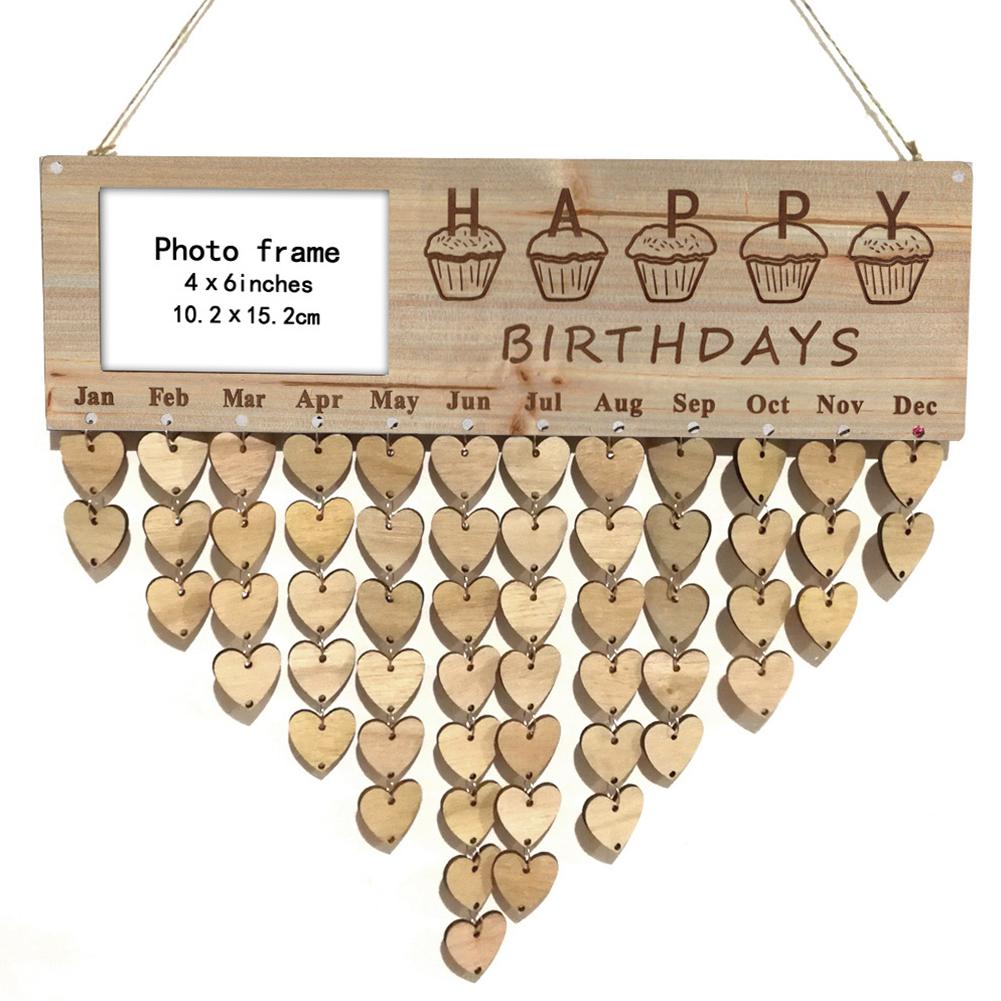 DishyKooker Wooden Family Note Board Photo Frame Calendar Wall Hanging Birthday Reminder Plaque