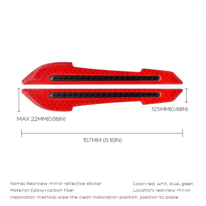 Reflektierende Aufkleber, Warnstreifen, Klebeband, spurlos, schützender Autoaufkleber, Warnung auf dem Auto, Rückspiegel, Außen, Autozubehör