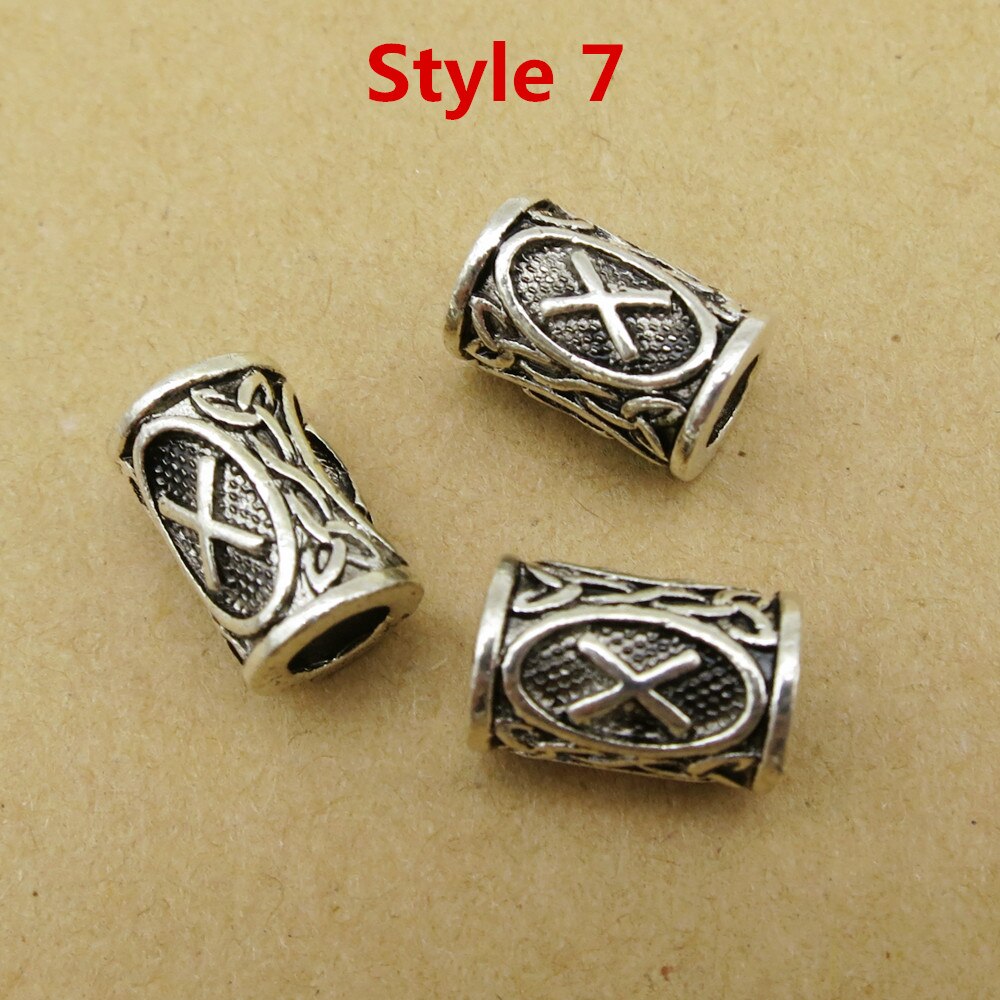 5 stücke/24 stücke Wikinger Rune Haar flechten Furcht Dreadlock Bart Perlen ringe Rohre Für männer frauen Haar Zubehör: 5Stck Stil 7