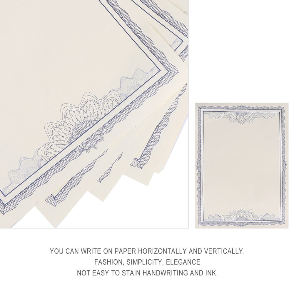 1 Set 5Pcs Certificate Paper Fine Novel Blank Certificate Core A4 Inner Page Paper Core 12K Blue Border Inner Sheet