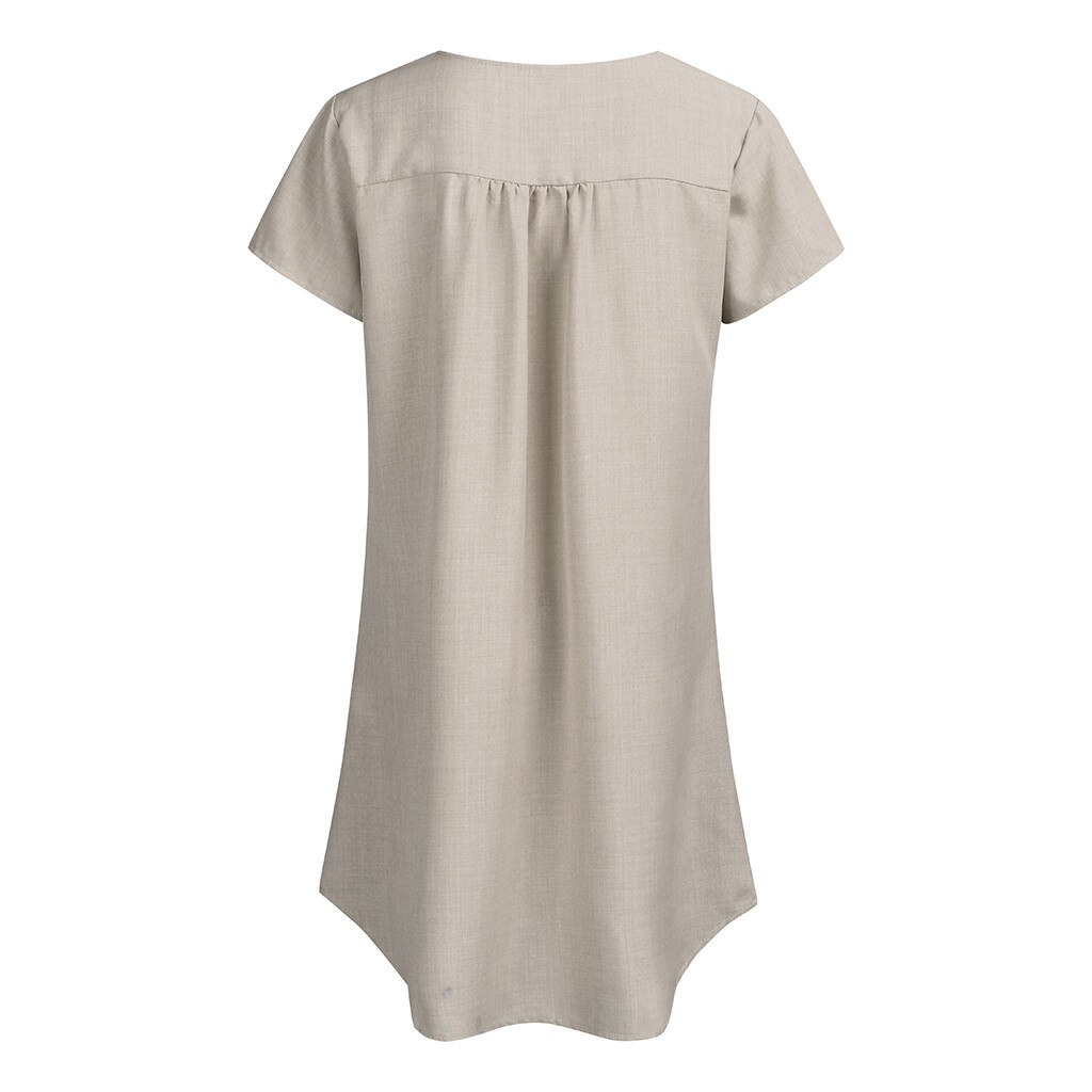 Vrouwen Zomer V-hals Korte Mouw Casual Tops Jurk