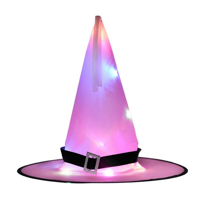 Halloween luz brillante sombrero niños sombrero de bruja con LED brillante brujas sombrero de Halloween Cosplay árbol Decoración: P