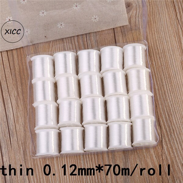 High Strength White Nylon Fishing Cord For Sewing Patches On Clothes Bags Invisible Line Threads For Daisy Chain Jewelry Beaded: 1pc 0.12mmx60m