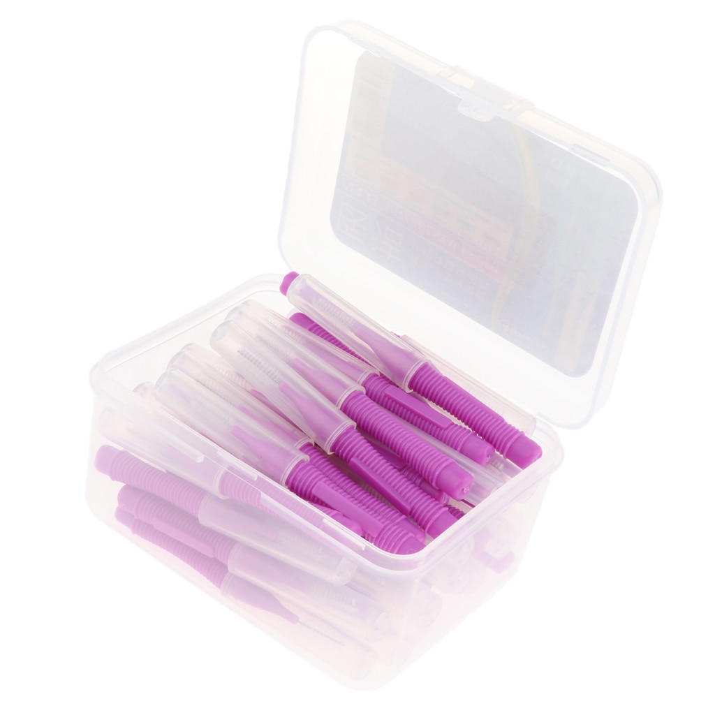 80pcs Soft Interdental Brushes Tooth Brush Plaque Removal Yellow+Purple