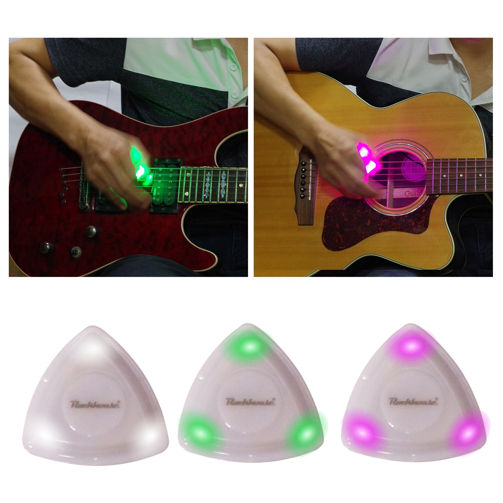Elektrische Basgitaar Led Picks Shining Touch String Licht Plectrum Voor Guitarra Ukulele Toebehoren