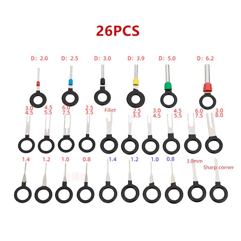 11/18/26pcs Car Puller Tool Kit Set Automotive Wires Terminals Remover Auto Repair Tool Stylus Pins Hand Tooling Car Accessories