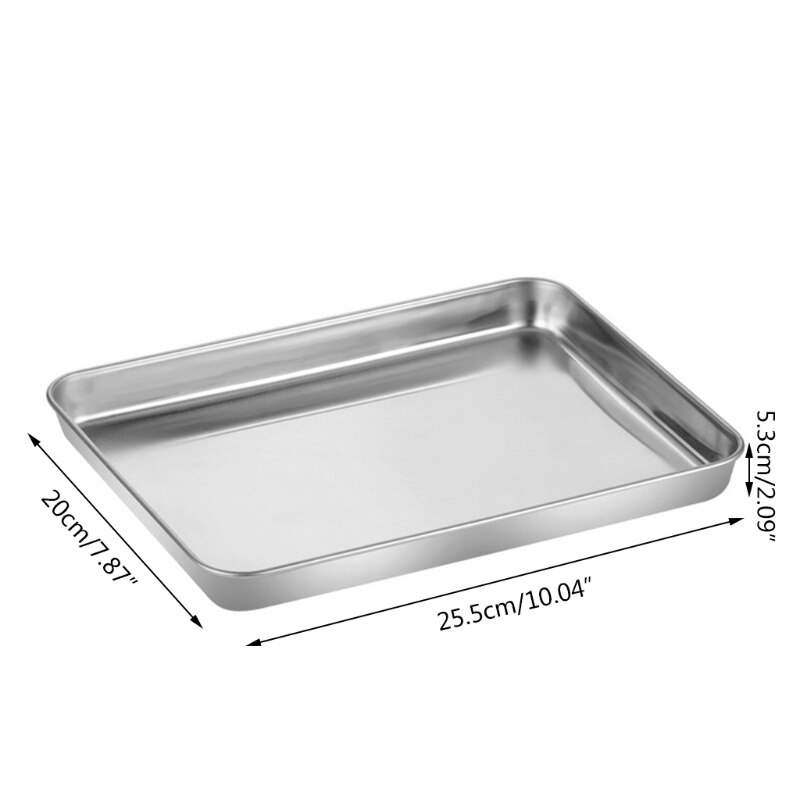 2pcs Stainless Steel Bakeware Set Flat Bottom Rectangular Toaster Oven Baking Tray Mirror Polish Bakeware Kitchen Parts