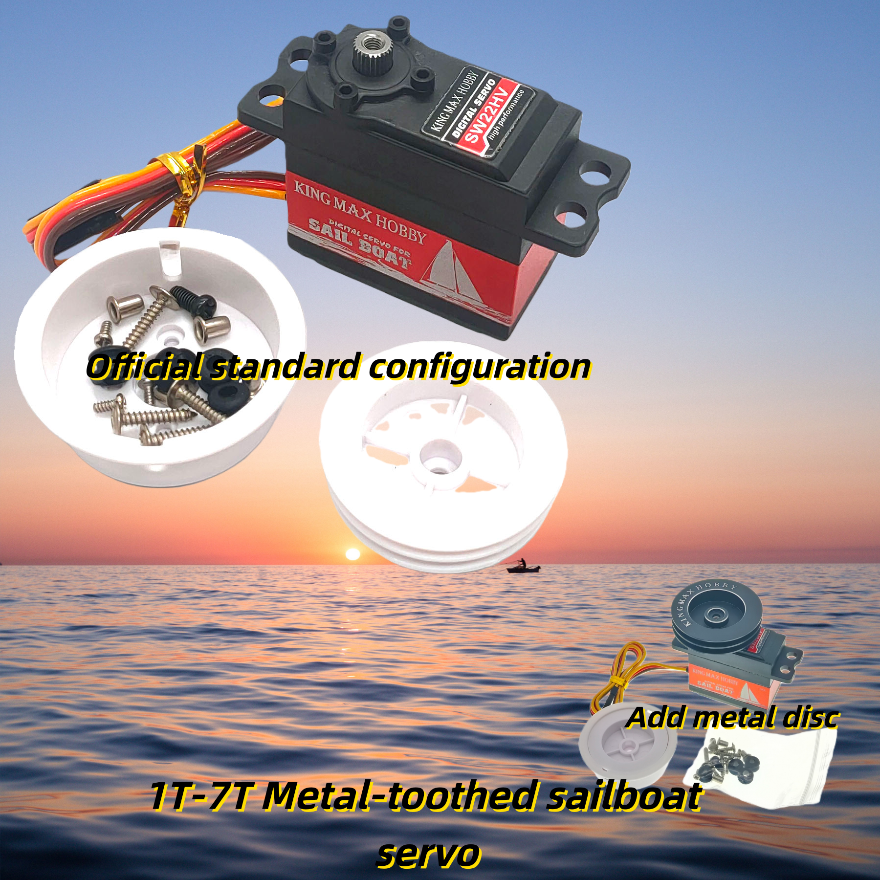 Kingmax SW22HV 68g 22kg.cm digital metal gears sail winch servo 1--7T programmable dual ball bearings waterproof RC Sail boat