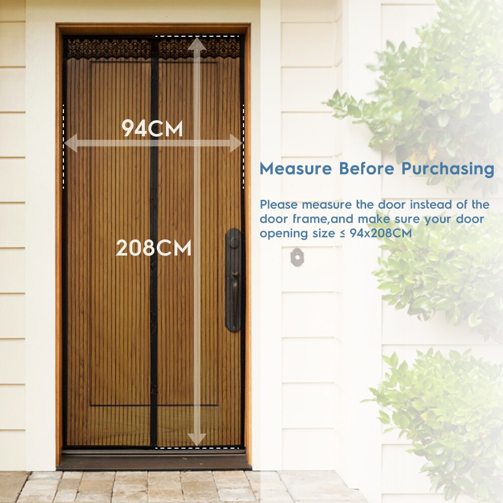 Summer Anti Mosquito&Fly Insect Bug Net Curtains Magnetic Door Screen Heavy Fabric Screen Full Frame Adhesive Door Screen Mesh: 100X210CM