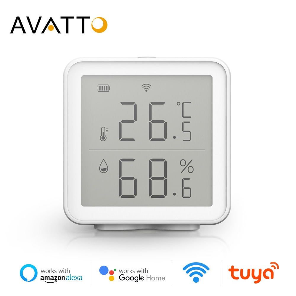 Avatto Tuya Wifi Smart Temperatuur En Vochtigheid Sensor Met Led Scherm, Niet Nodig Gateway Werkt Met Alexa Echo