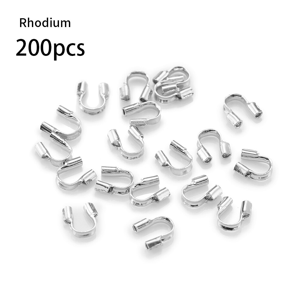 200Pcs/lot Stainless Steel Copper Wire Guard Protectors Loops U Shape Connectors for Jewelry Making DIY Accessories Supplies: Rhodium color