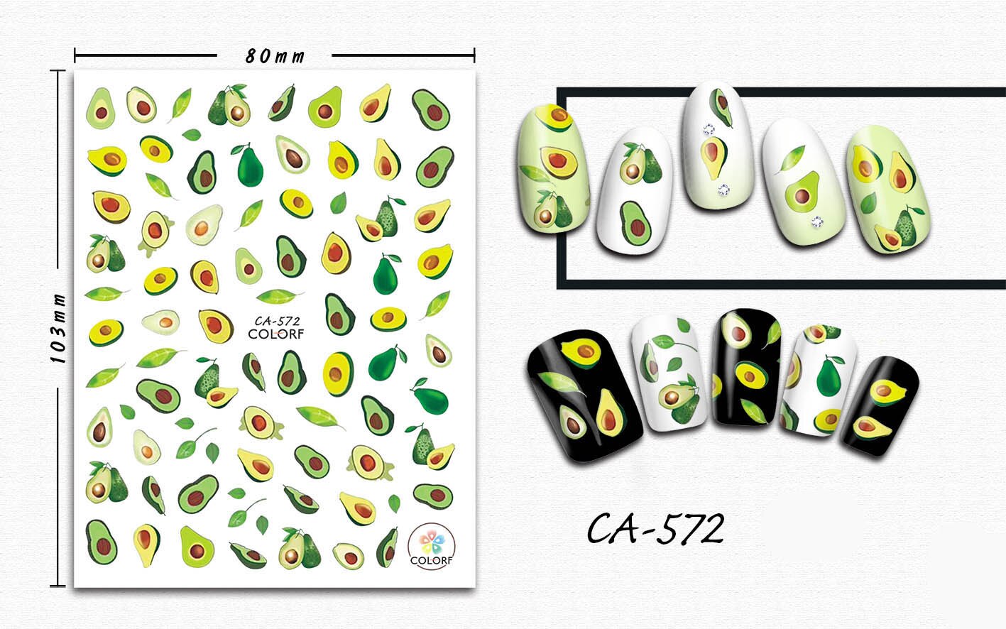 3D Nail Sticker Avocado Fruit Nail Art Decoraties Manicure Stickers Decals Slider Nagels Folie Decoraciones Accessoires