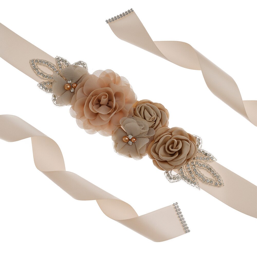 Cinturón de boda para novia, flor rosa perla, vestido de dama de honor de noche, cinturón de flores embarazadas, novedad de: Light khat