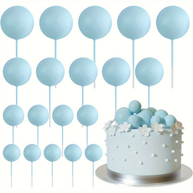 Décoration de gâteau boule d'or et d'argent, 20 pièces, décoration de gâteau joyeux anniversaire, drapeau de Cupcake, décor de boule de noël de mariage, décoration d'anniversaire: Bleu profond
