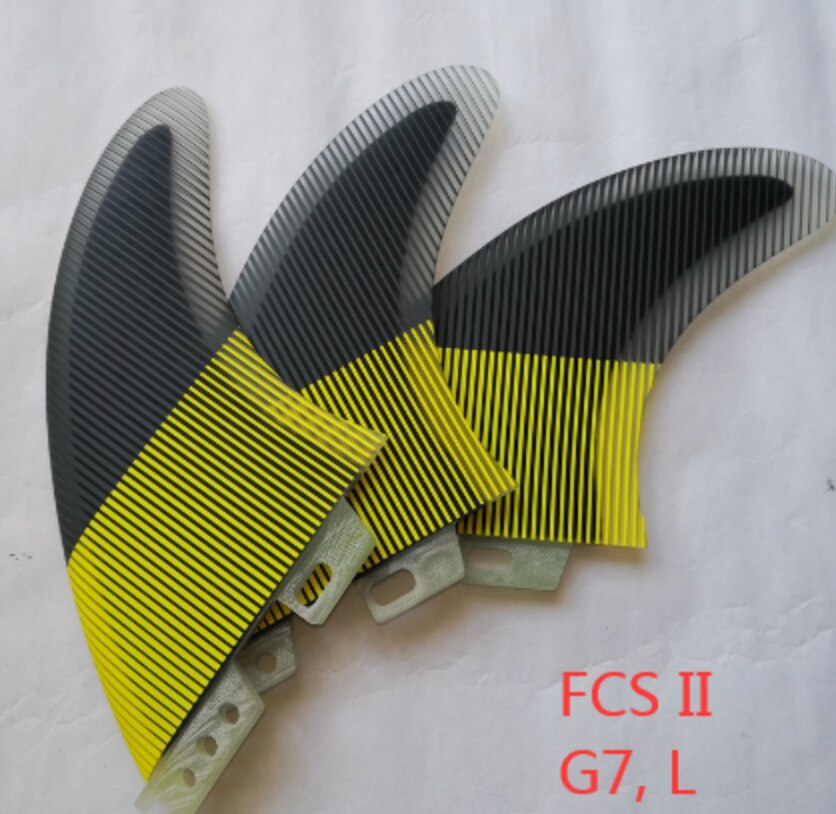 Tri Set surfboard fins Line yellow blue Surf Fin G7 G5 FCS II 2 Surfing Fins SURF FOIL: B fcs 2 L