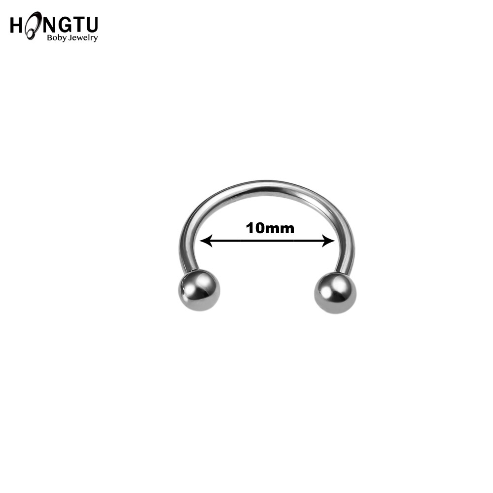 HONGTU 1PC G23 Titan Körper durchbohren Schmuck Punk Hufeisen Septum durchbohren Nase Lippe Ring Ohr Smiley Bar BCR Rund Hantel: TI70006-10mm-1pc