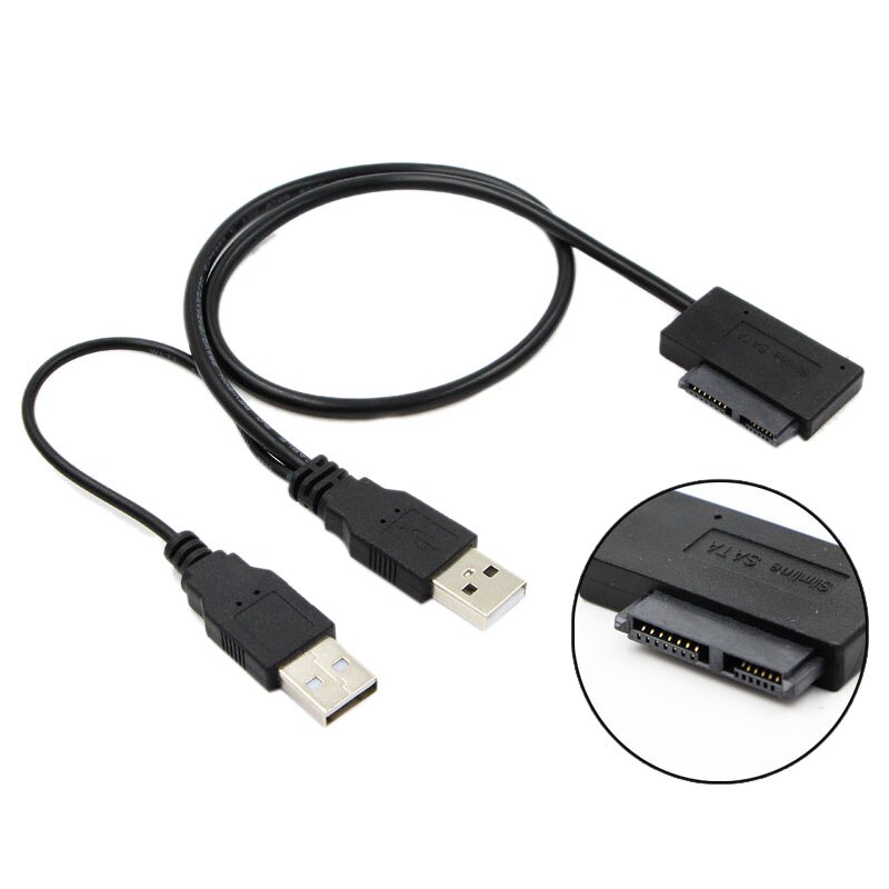 Usb2.0 To 6+7 13Pin Slimline Slim Sata Cable With External Usb2.0 Power Supply For Laptop Cd-Rom Dvd-Rom Odd Adapter Converter: Default Title