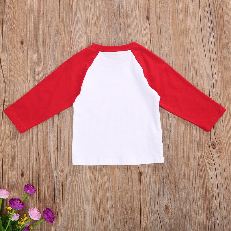 Vêtements de noël printemps-automne pour bébés, hauts à manches longues, cousus en couleur, col rond, impression de lettres, pour petit garçon et fille