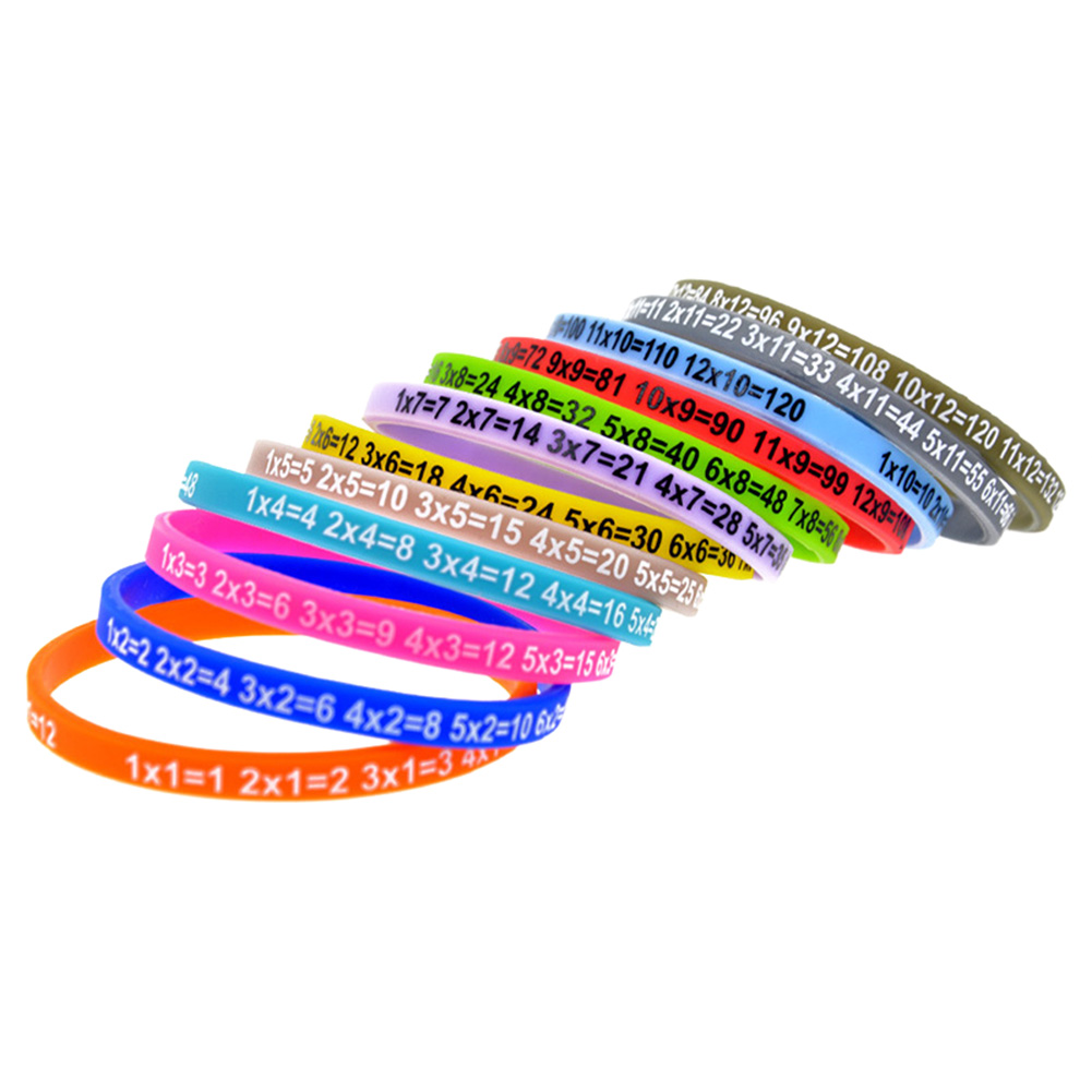 12Pcs Vermenigvuldiging Tafels Zachte Siliconen Armband Leren Math Education Polsband Voor Kids NSV775: Default Title