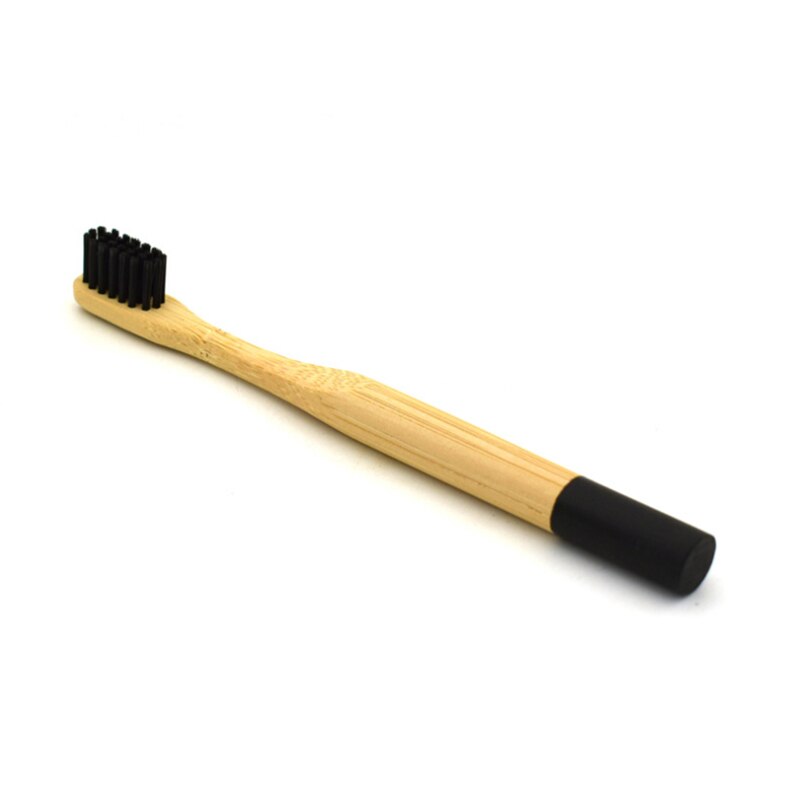 Milieuvriendelijke houten tandenborstel met bamboe handvat, kleurrijke zachte borstel, gebruik met houtskool, tandenbleekpoeder, 1pc/ stuks: Zwart