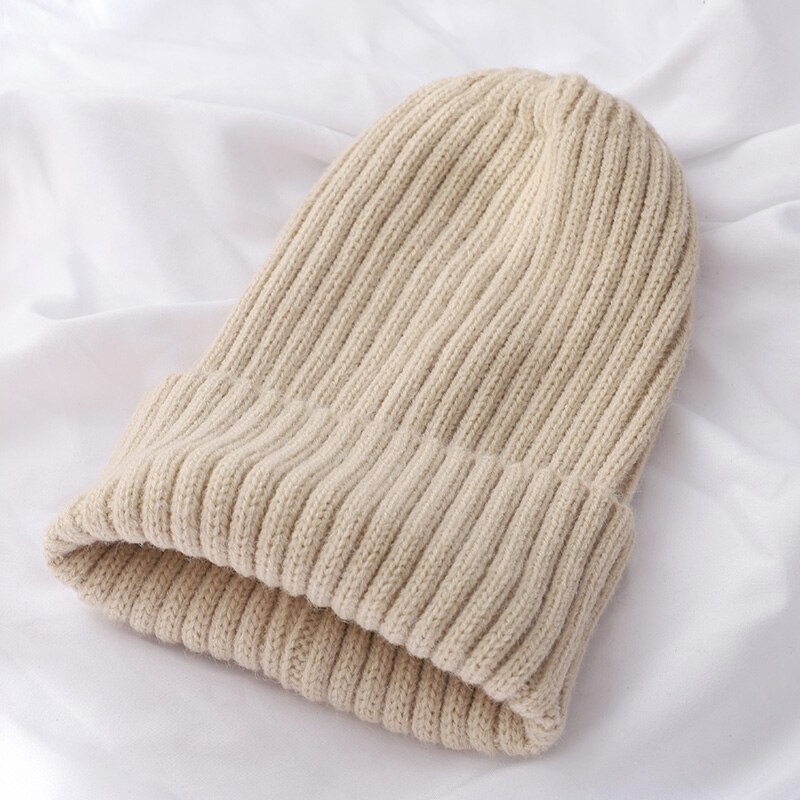 Kvinder vinter varm hue uld strik hue hatte kvinde hue behagelig bomulds kasket slouchy beanie hække kasket flere farver: Khaki -1